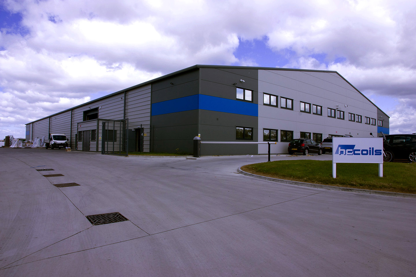 Exterior of the HC Coils heat exchanger manufacturing facility in Fareham, Hampshire
