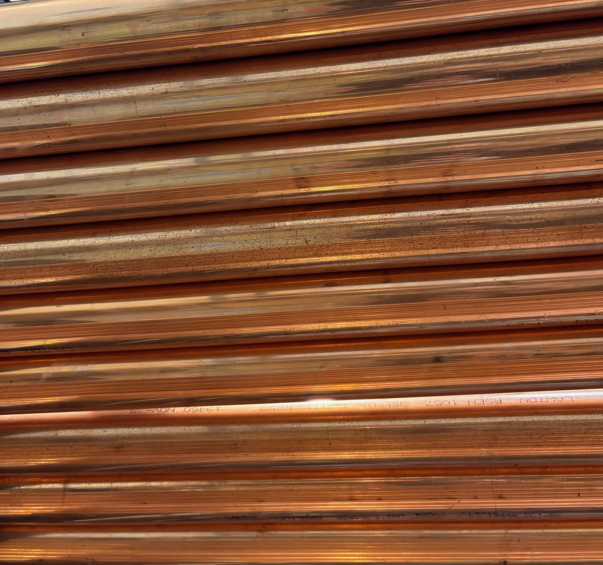 Raw copper tube stock used to manufacture HC Coils heat exchangers