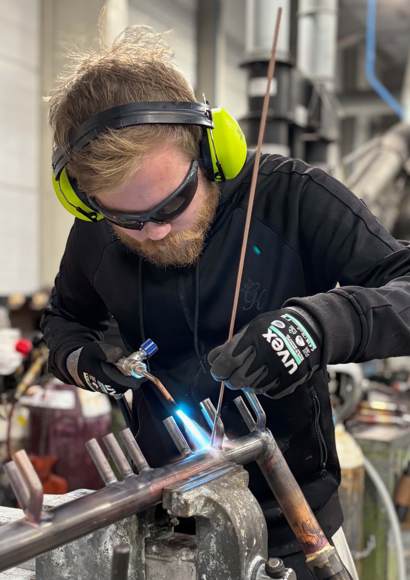 Engineer brazing copper coil headers