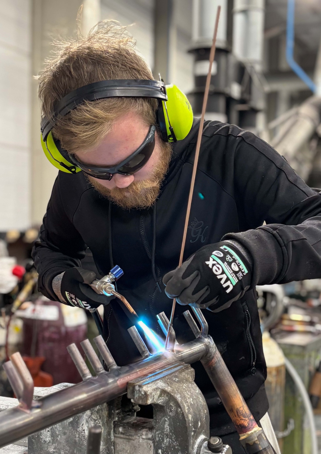 Engineer brazing copper coil headers