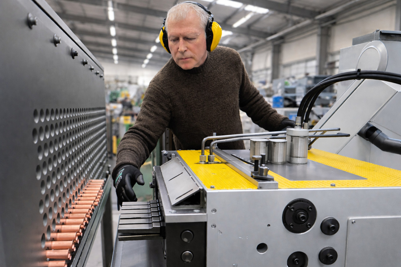 Operator using press brake for sheet metal forming