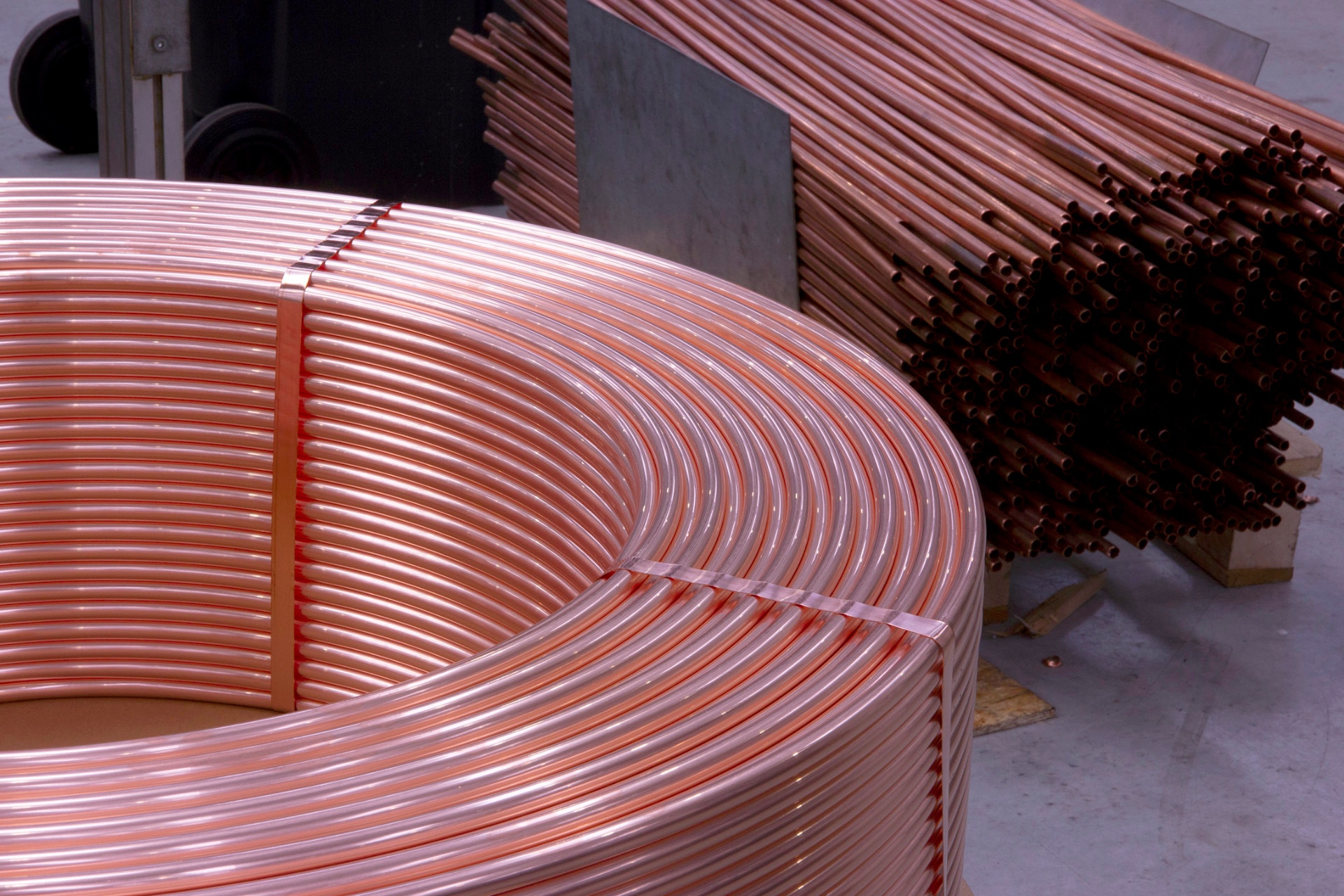 Range of bespoke HC Coils heat exchangers and coolers on the factory floor