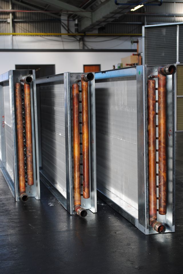 Matched run around coils with copper headers and aluminium fins